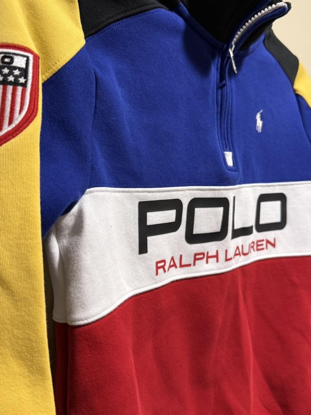 Polo by Ralph Lauren Colorblock Quarter-Zip Pullover - Blue/White/Red/Yellow
